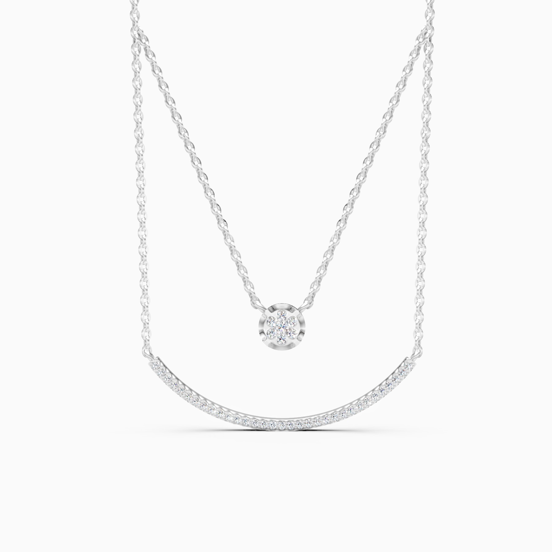 Modern Two Layer Lab Grown Diamond Necklace